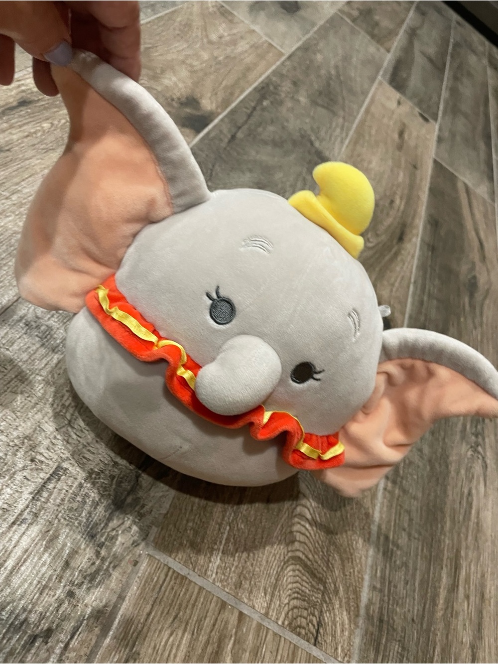 Squishmallows Disney Dumbo Plush with Peach Ears and Yellow Hat